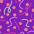 Polka dots and stripes ribbons seamless abstract markers pattern for wrapping paper and kids clothes print