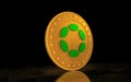 Polkadot cryptocurrency symbol golden coin 3d illustration