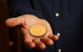Polkadot cryptocurrency symbol golden coin illustration