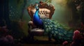 Poll The Peacock: A Majestic Photorealistic Portrait In A Forest Setting