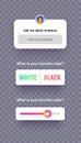 Poll template for social media, app mockup screen in modern gradient style. Ask question ui elements different form and