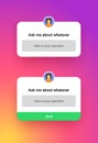 Poll template for social media, quiz mockup screen in modern gradient style. Ask question ui elements different form and