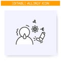 Pollen allergy line icon. Editable illustration