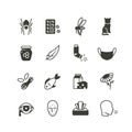 Pollen, dust, wheat and cat allergy and rhinitis icons set. Allergic and allergen vector medicine symbols isolated