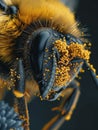 Pollen Laden Bee in Close-Up Royalty Free Stock Photo