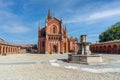 The Church of San Vittore with fountain in Pollenzo, Italy