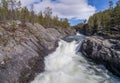 Pollfossen waterfall on the Framruste River Royalty Free Stock Photo