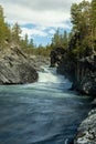Pollfossen waterfall on the Framruste River Royalty Free Stock Photo