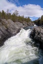 Pollfossen waterfall on the Framruste River Royalty Free Stock Photo