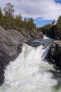 Pollfossen waterfall on the Framruste River Royalty Free Stock Photo