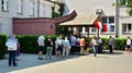 Polling station. Polish presidential election 2020. First round of election. Queue to a polling station.