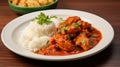 Pollo Guisado: Rich Tomato-Based Chicken Stew with Rice or Arepas Royalty Free Stock Photo