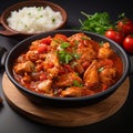 Pollo Guisado: Rich Tomato-Based Chicken Stew with Rice or Arepas Royalty Free Stock Photo