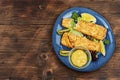 Pollock fillet baked in breadcrumbs Royalty Free Stock Photo