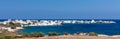 Panoramic view of Pollonia village, Milos island, Cyclades, Greece. Royalty Free Stock Photo