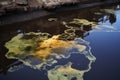 a polluted body of water with oily sheen