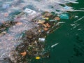 Polluted sea waters. Pollution in water. Plastic bottles. Diseases and illnesses