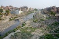 Polluted slum area near sacred Bagmati river in Kathmandu, Nepal Royalty Free Stock Photo