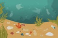 Polluted undersea underwater ocean sea dirty landscape, marine pollution ecology problem