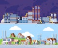 Polluted urban landscape colorful flat vector illustration Royalty Free Stock Photo