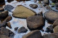 Polluted water with oil stains on the surface industrial dirty dump waste Royalty Free Stock Photo