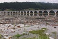 Polluted water at Poiana Teiului bridge Bicaz lake