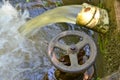 Polluted water. Polluted water coming out of a pvc pipe with a record of opening and closing in a polluted place in Brazil, South