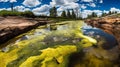 Polluted waterway with algae a sign of neglect