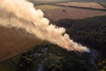 Drone photo of burning wastes at garbage site Royalty Free Stock Photo