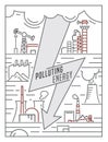 Polluting energy. Editable vector illustration. Vertical poster Royalty Free Stock Photo