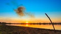 Pollution in the air with the beautiful sunset Royalty Free Stock Photo