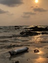 Pollution on Ao Phrao beach during sunset