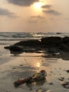Pollution on Ao Phrao beach during sunset