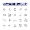 Pollution collection line vector icons and signs. collection, environment, ecology, garbage, nature, set, vector,waste Royalty Free Stock Photo