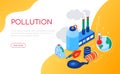 Pollution concept - modern colorful isometric web banner