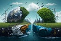 Pollution and ecology, two opposing worlds Royalty Free Stock Photo