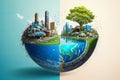 Pollution and ecology, two opposing worlds Royalty Free Stock Photo