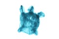 Pollution of the environment of the planet plastic. Blue plastic bag in the shape of turtle in the world ocean. Isolated on white Royalty Free Stock Photo