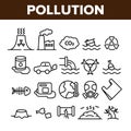 Pollution of Environment Vector Thin Line Icons Set Royalty Free Stock Photo