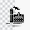 pollution, Factory, Air, Alert, industry Glyph Icon on Transparent Background. Black Icon Royalty Free Stock Photo