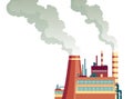 Pollution factory with pipes smoke comes out. Ecological disaster. Nature ecology elements and ecology problem concept