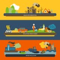 Pollution Flat Banners Royalty Free Stock Photo