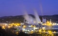 Pollution and fumes in the paper industry at dusk