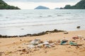 Pollution: plastic, and wastes on the beach Royalty Free Stock Photo