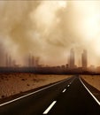 Pollution, global warming and the road Royalty Free Stock Photo