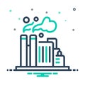 Mix icon for Pollution, pollutant and factory Royalty Free Stock Photo
