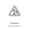 pollution icon vector from signal and prohibitions collection. Thin line pollution outline icon vector illustration. Linear symbol