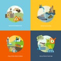 Pollution Icons Flat Royalty Free Stock Photo