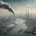 Pollution Illustration. Man-made environmental pollution