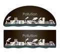 Pollution industry - heavy smog. Vector illustration - Thermal power station, industrial factory, manufacturing Royalty Free Stock Photo